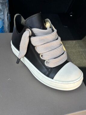 Rick Owens Black and Milk Low Top Sneaker